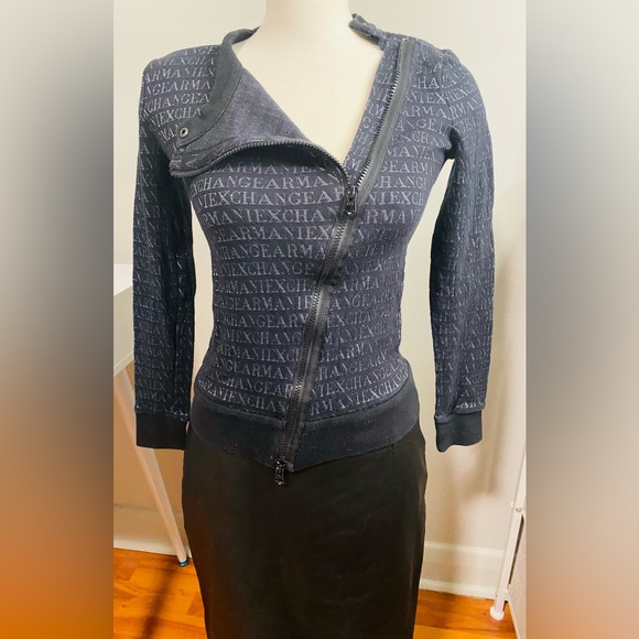 Armani Exchange Tops - Armani Side Zipper All Over Logo Shirt/Jacket